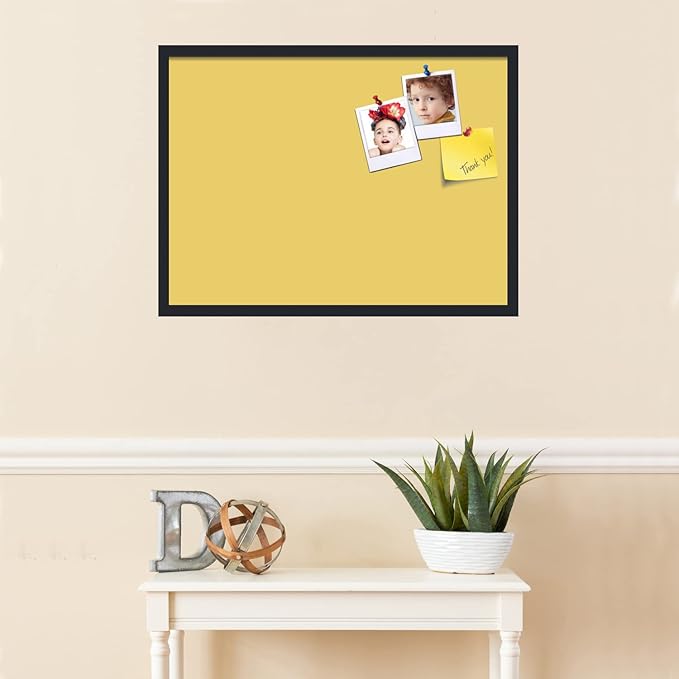 PinPix 30x22 Inch Cork Bulletin Board. This Decorative Framed Pin Board Comes with Honey Pastel Design and a Satin Black Frame. Ideal for Home Office Decor or Message Board (PinPix-1810)