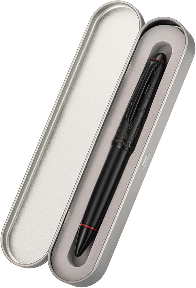 Hongdian N6 Black Metal Resin Piston Fountain Pen, Black Iridium Fine Nib Classic Pen, Includes Metal Box Writing Pen
