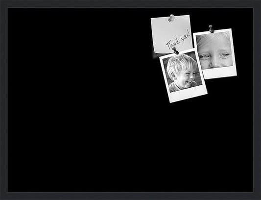 PinPix 32x24 Inch Cork Bulletin Board. This Decorative Framed Pin Board Comes with Solid Black Design and a Satin Black Frame. Ideal for Home Office Decor or Message Board (PinPix-622)