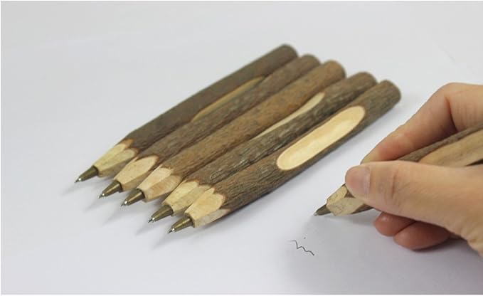 Handmade Wooden Ballpoint Pen Creative Original Ecological Wood Pen Short Style (about 5 inches, 13 cm) - 12 pcs
