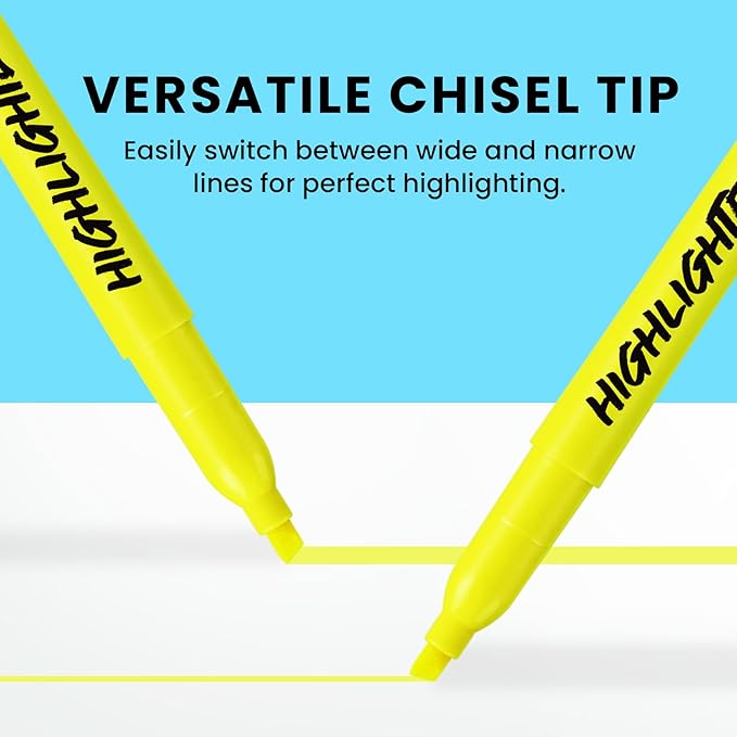 Taja 30 Pack Yellow Highlighters Bulk, Chisel Tip Highlighters Markers Set with No Bleed Ink, Perfect for School & Office Supplies