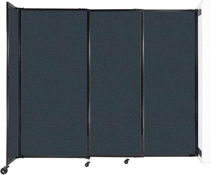 Wall-Mounted Sliding StraightWall Room Divider | Adjustable Widths | Locking Wheels | Room Separator | Up to 7'2" Wide x 6' Tall Blue Spruce Fabric Panels