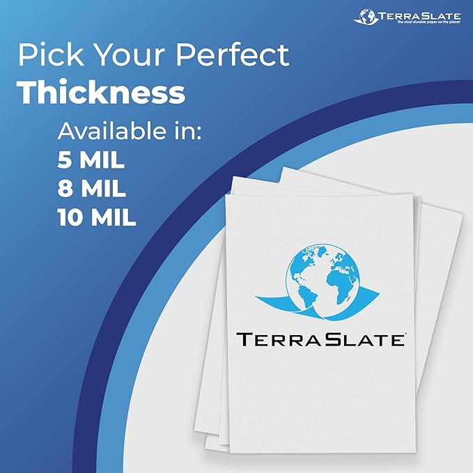 TerraSlate Premium Waterproof Paper, 5 MIL 8.5” x 11”, Laser Printer & Copy Machine Compatible, Durable & Rain/Weather-Proof Copy Paper, White Paper (25 Sheets)