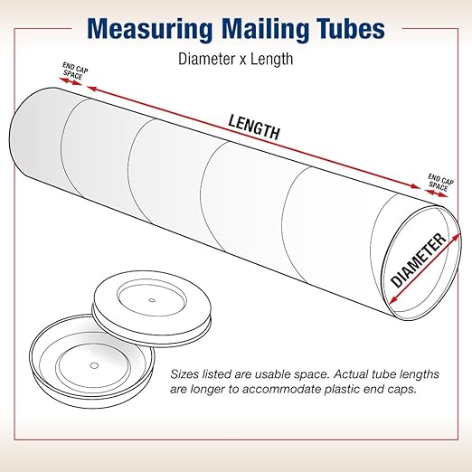 BOX USA BP3018W Mailing Tubes with Caps, 3" x 18", White (Pack of 24)