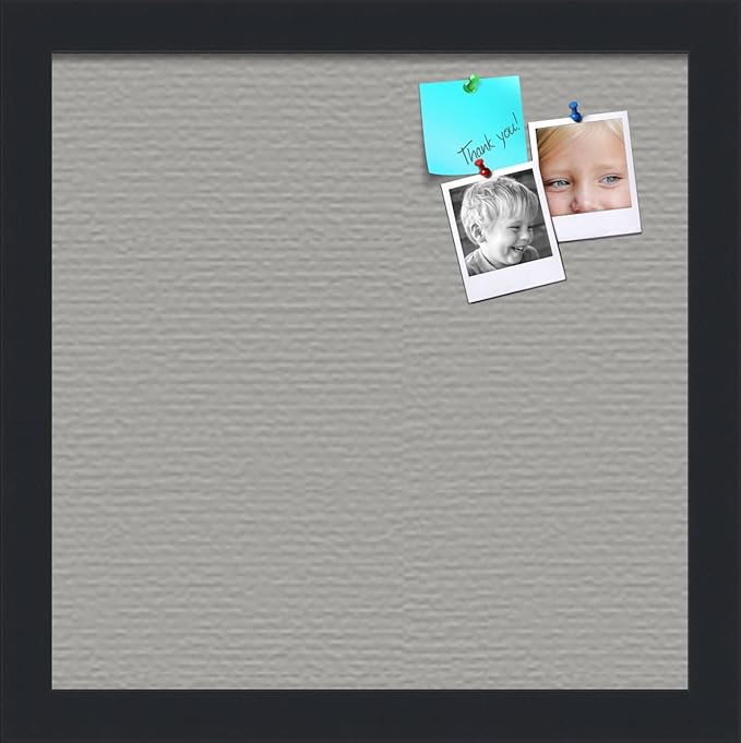 PinPix 12x12 Inch Cork Bulletin Board. This Decorative Framed Pin Board Comes with Dark Stone Design and a Satin Black Frame. Ideal for Home Office Decor or Message Board (PinPix-1808)