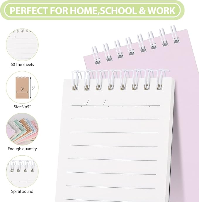 Ddaowanx Small Notebooks,3x5 Pocket Spiral Notepads With Lined Pages - The Perfect Little Mini Notebook to Stay Organized and Boost Productivity at Work or School (16, Cute Colors)