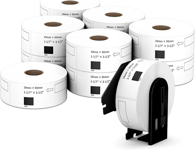 Compatible Standard Address Labels Replacement for Brother DK-1201 (1.1" X 3.5β), Use with Brother QL Label Printers (12 Rolls + 1 Reusable Cartridge, 400 Labels/Roll)
