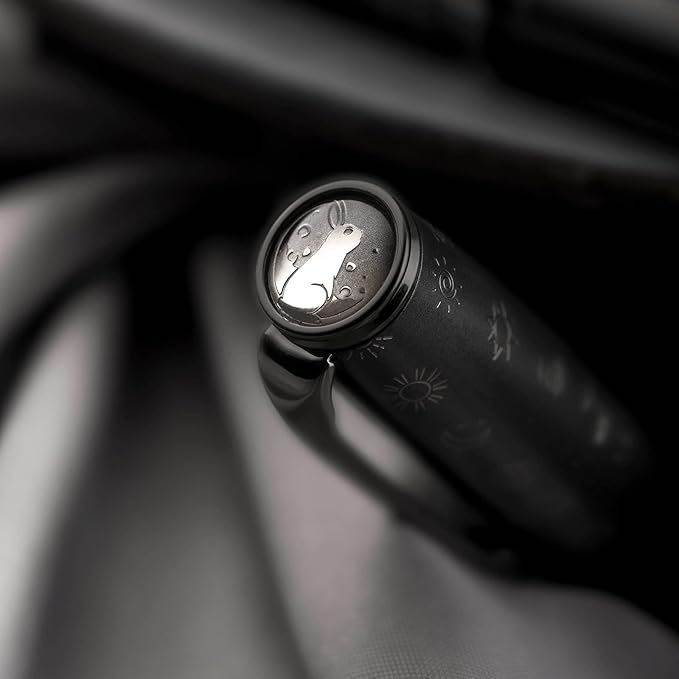 Hongdian N7 Gray Resin Piston Fountain Pen, Steel Fine Point Classic Pen Robbit on Top, Smooth Writing Pen with Metal Case