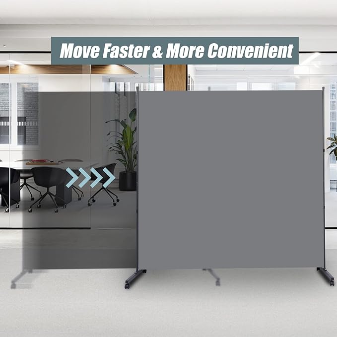 Room Divider Single Panel Privacy Screen W/Wheels, 71'' Wide Portable Room Divider Screen, Upgrade Fabric Wall Divider for Room Separation, Freestanding Partition Room Dividers for Home Office Studio