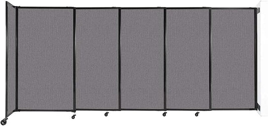 Wall-Mounted Sliding StraightWall Room Divider | Adjustable Widths | Locking Wheels | Room Separator | Up to 11'3" Wide x 5' Tall Slate Fabric Panels