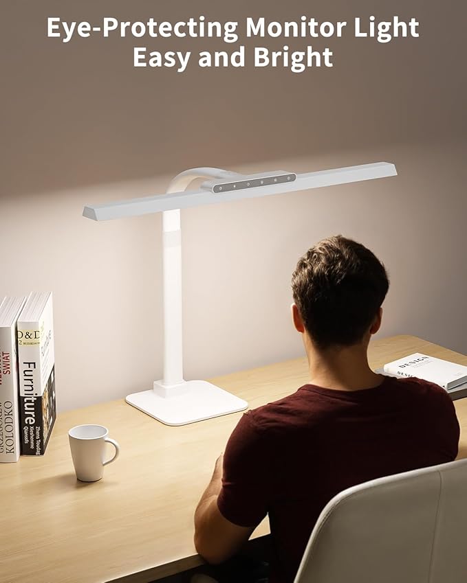 LED Desk Lamps for Home Office with Base, 24W Brightness Touch Control Desk Light, Adjustable Gooseneck Tall Office Lights for Drawing,Reading,Crafts,Gaming,Workbench,Architect,Study, White