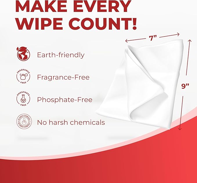 HandyClean Rinse-Free Food Contact Sanitizing Wipes Canister, Multi Surface Cleaning Wipes Cleaning Supplies for Kitchen and Professional Setting 6-Pack (120 Wipes Each)