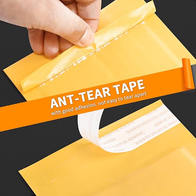 DaSen Kraft bubble mailers 6x9 Inch 100 Pack,Self-Sealing Paper Envelopes for Packaging,Strong Adhesion Envelope Mailers, Small Waterproof Cushioned Padded Shipping Bags Yellow #0