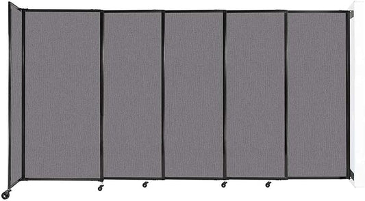 Wall-Mounted Sliding StraightWall Room Divider | Adjustable Widths | Locking Wheels | Room Separator | Up to 11'3" Wide x 6' Tall Slate Fabric Panels