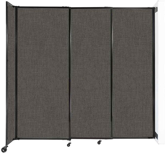 Wall-Mounted Sliding StraightWall Room Divider | Adjustable Widths | Locking Wheels | Room Separator | Up to 7'2" Wide x 6'10" Tall Mocha Fabric Panels