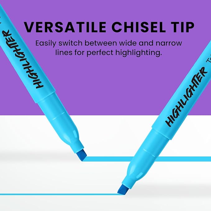 Taja 96 Pack Highlighters Bulk Assorted Bright Colors, 6 Colors Chisel Tip Highlighters Markers Set with No Bleed Ink, Perfect for School & Office Supplies