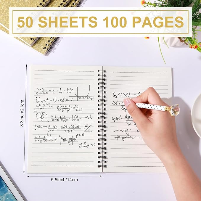 Yahenda 6 Pcs Spiral Notebook Bulk A5 Journal Lined 8.3'' x 5.5'' Writing Composition Paper Small Notepad Subject Notebook for Students Office Business Back to School Supplies (Light Gold)