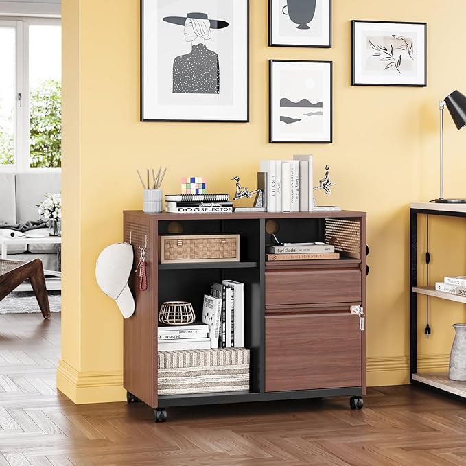 Mobile 2 Drawer File Cabinet,Metal File Cabinet with Lock,Lateral Printer Stand Filling Storage for Home Office-A4/F4/Letter