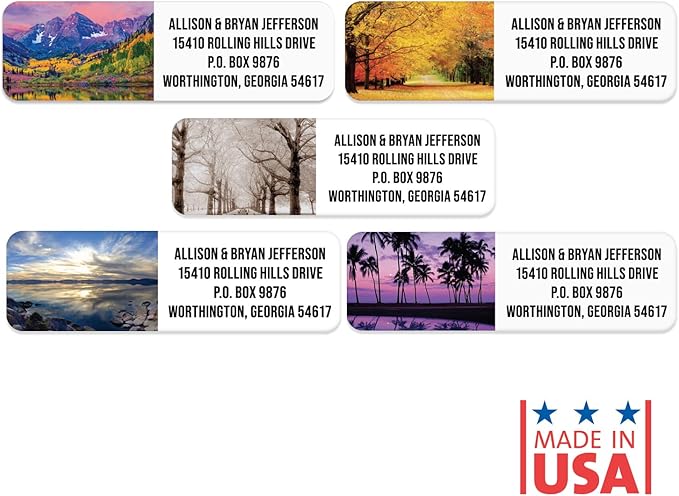 Scenic Landscape Rolled Address Labels / 250 Personalized Return Address Labels/Designer Address Stickers in Elegant Plastic Dispenser