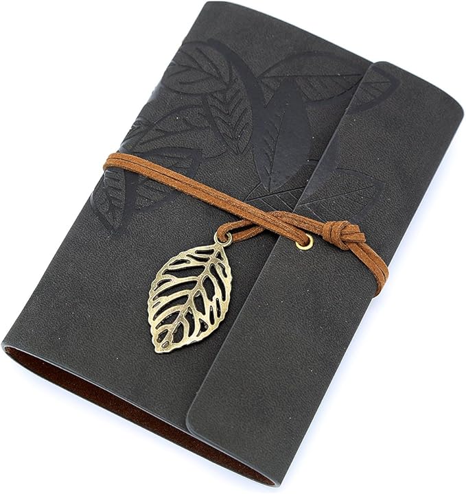 Vintage Black PU Leather Cover Loose Leaf Blank Notebook Journal Diary Gift