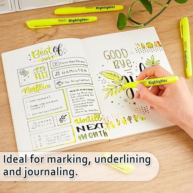 Shuttle Art 70 Pack Highlighters, Yellow Highlighters with Versatile Chisel Tip, Highlighter Markers Bulk in Vibrant Color for Highlighting as Office, School Supplies