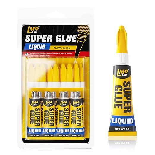 12ร3g Mini Super Glue Clear Liquid, All Purpose Single Use Superglue Heavy Duty Strong for Plastic Ceramic Glass Metal Repair, Instant Cyanoacrylate Adhesive Bonding Wood Miniatures 3D Print
