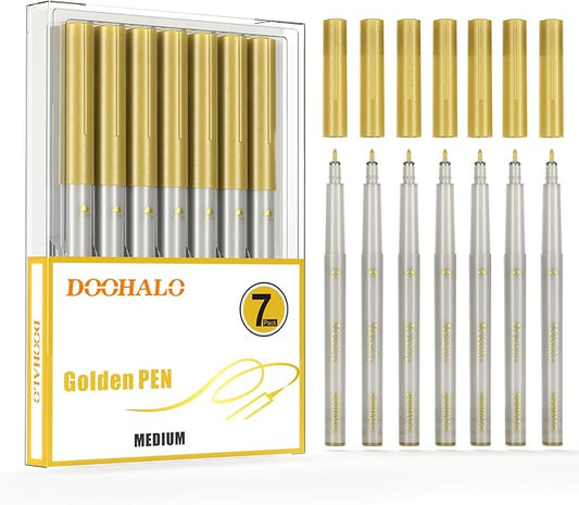 DOOHALO Metallic Pens Gold Silver Marker Compatible with Cricut 3/Maker/Explore 3/Air 2/Air Machine 1.0 Medium Point Tips for Drawing Writing