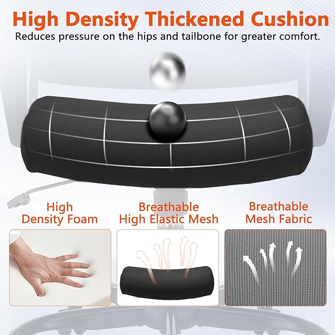 CLATINA Ergonomic Rolling Mesh Desk Chair with Executive Lumbar Support and Adjustable Swivel Design for Home Office Computer Black 2 Pack