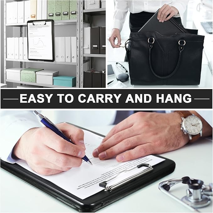 Geyee 8 Pcs Clipboards with Storage Letter Size Foldable Nursing Clipboard Storage with Pen Holder Plastic Storage Clip Board with Low Profile Clip for Student Teacher Nurse Office 9.4 x 13.4 Inch