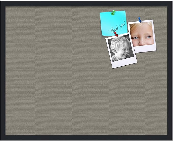 PinPix 30x24 Inch Cork Bulletin Board. This Decorative Framed Pin Board Comes with Pewter Design and a Satin Black Frame. Ideal for Home Office Decor or Message Board (PinPix-1812)
