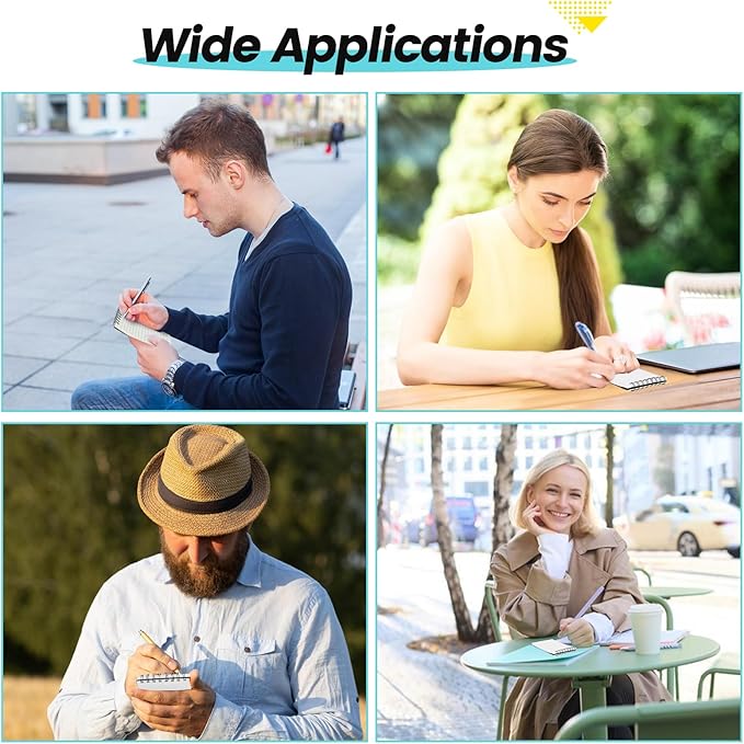 6 Pack Waterproof Notebook, 3x5 Pocket Notepad, Small Top Spiral Stone-Paper Notepad, Mini Pocket Notebook, Little Memo Note Pads for Outdoor, Office, School, Travel (Black)