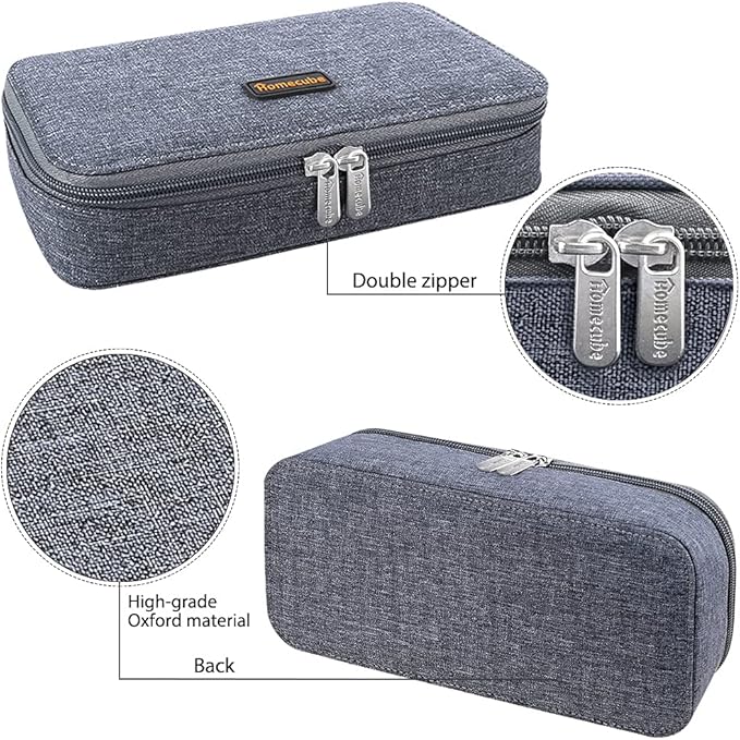 Homecube Pencil Case Large Capacity Pen Marker Holder Pouch Box Makeup Bag Oxford Cloth Big Storage Stationery Organizer with Zipper for School Office - Dark Gray