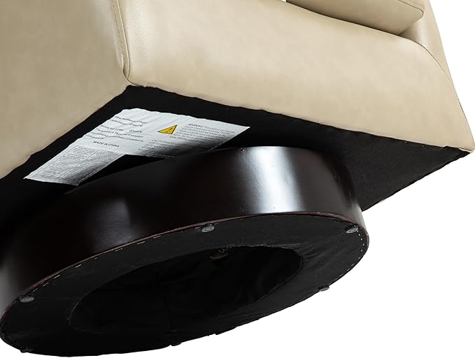 UIXE Faux Leather Swivel Accent Chair with Wood Base, Modern Upholstered Barrel Chairs for Living Room, Comfy Round Armchair Single Sofa Bedroom Reading Seat - 31" W, Cream