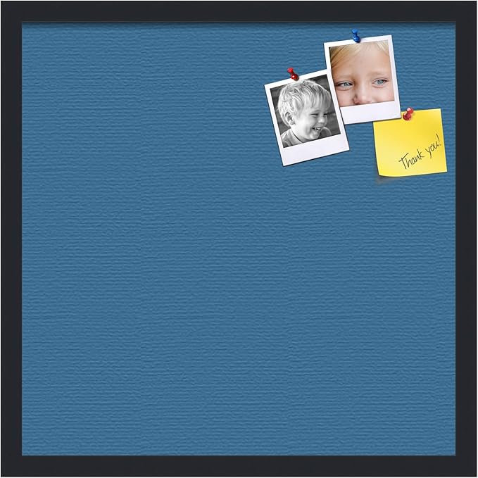 PinPix 20x20 Inch Cork Bulletin Board. This Decorative Framed Pin Board Comes with Navy Pastel Design and a Satin Black Frame. Ideal for Home Office Decor or Message Board (PinPix-1811)