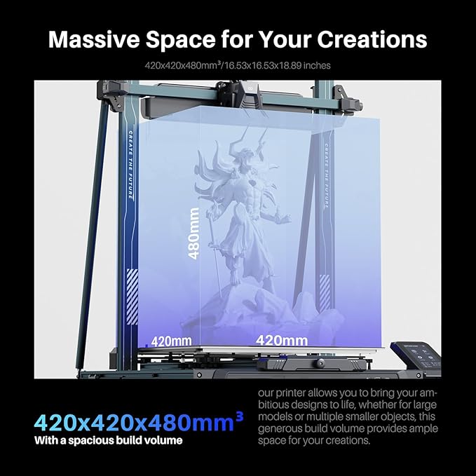 ELEGOO Neptune 4 Max 3D Printer, 500mm/s Fast Printing, Support 300°C Printing, Auto Leveling and Direct Drive Extruder, 420x420x480mm Large Build Volume