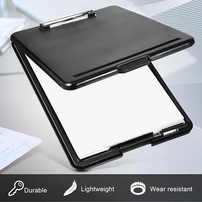Geyee 24 Pcs Clipboards with Storage Letter Size Foldable Nursing Clipboard Storage with Pen Holder Plastic Storage Clip Board with Low Profile Clip for Student Teacher Nurse Office 9.4 x 13.4 Inch