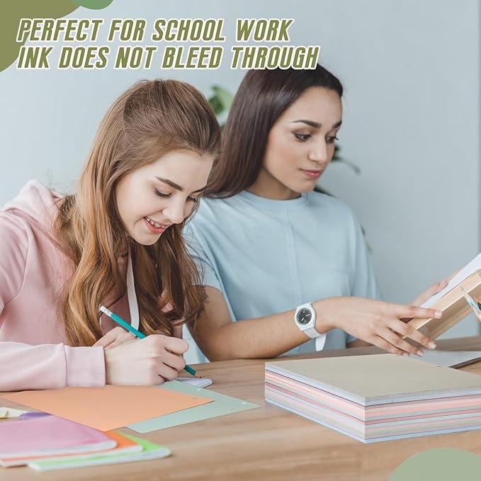 PerKoop 600 Sheets Colored Loose Leaf Paper 8.5" x 11" college ruled Lined 3 Hole Punched notebook Filler Paper for 3 Ring Binders Office School Supplies (Earthy Color)