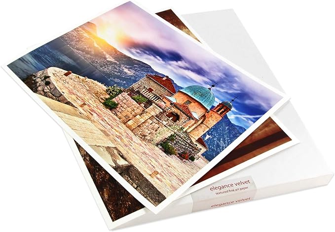Elegance Velvet 8.5 in x 11 in, 25 Sheets is a Premium Matte 310 gsm, Cold Pressed Bright White Museum Grade Fine Art Inkjet Paper, Compatible with Most Dye-Based and Pigment Printers