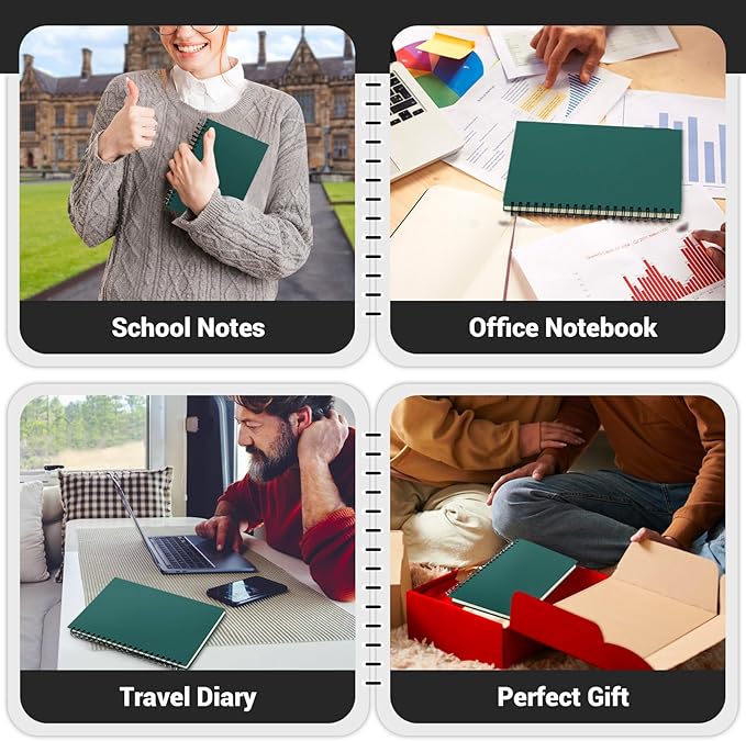 EUSOAR Notebook Spiral, 1 Pack A5 5.5"x8.3" Hardcover College Ruled Lined Journal, 240 Pages(120 Sheets) Writing Pads Professional Notebook for DIY Note Taking School Business Work Office Diary