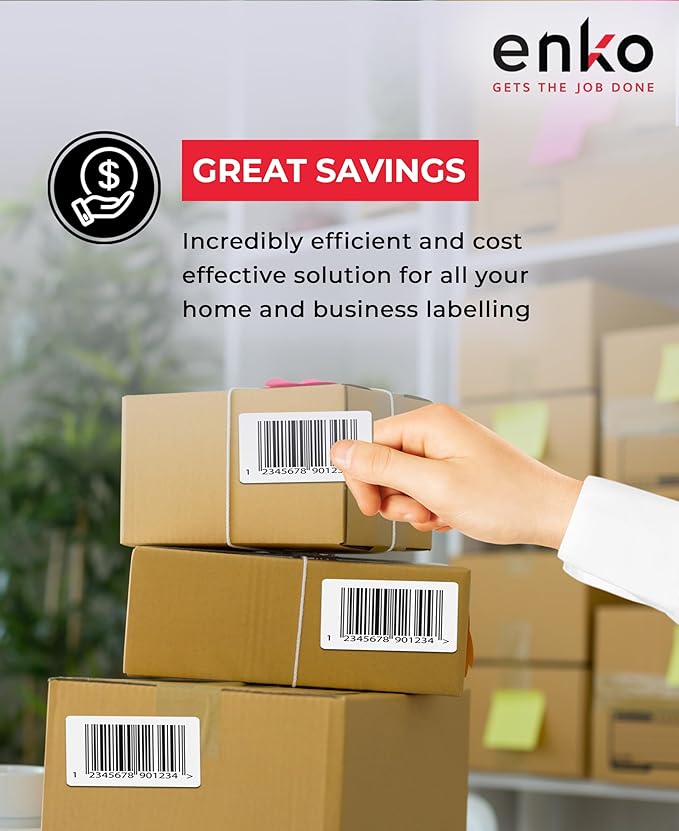 enKo 4" x 3" Labels for Zebra Desktop Printers (3 Rolls, 1,500 Labels) - Direct Thermal Address Mailing Shipping Barcode FBA Stickers FNSKU Label for Zebra and Eltron (Perforated)