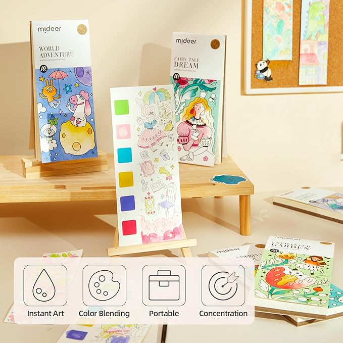 MiDeer Water Coloring Books for Kids Ages 4-8,Pocket Watercolor Painting Book Kit for Toddlers (Dinosaur Academy)
