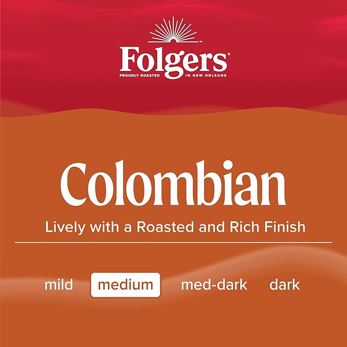 Folgers Colombian Medium Roast Coffee, 12 Keurig K-Cup Pods (Pack of 6)