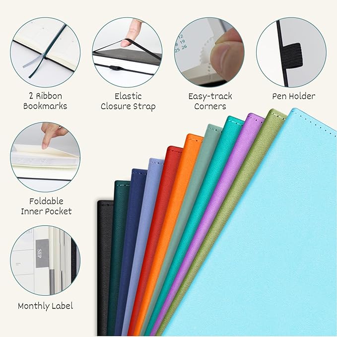 BEZEND Pocket Calendar 2026 Weekly and Monthly (3.5" x 6") Small Daily Planner for Purse (Jan-Dec) with Notes & Expenses, Inner Pocket, Pen Holder, Vegan Leather Hardcover - Cornflower