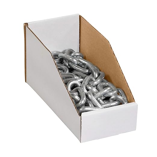 Partners Brand PBINMT512 Open Top Bin Boxes, 5" x 12" x 4-1/2", Oyster White (Pack of 50)