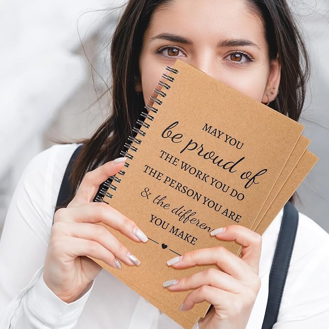 Colarr 60 Pcs A5 Inspirational Spiral Notebook Bulk Appreciation Gift 6x8 Inch Motivational Notepad 100 Page/50sheet Lined College Ruled Journal for Employee Coworker Teacher Nurse (Brown)