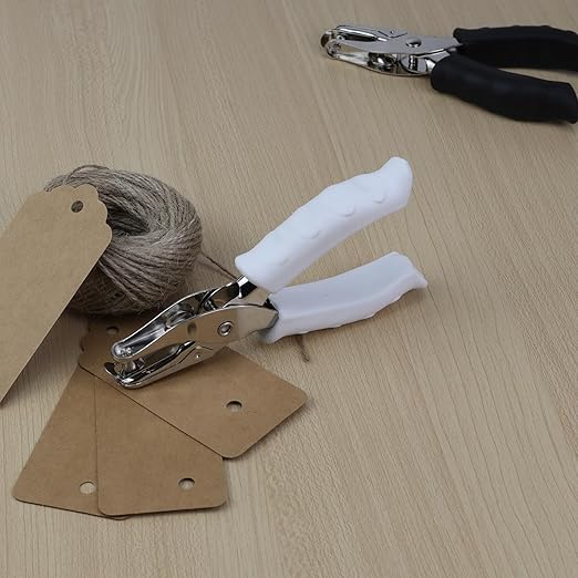 1/4” Circle Shaped Hole Puncher,Handheld Single Hole Punch with White Soft Grip Handle,One Hole Paper Punch for Paper Crafts Tag in Home, Office, Classroom.