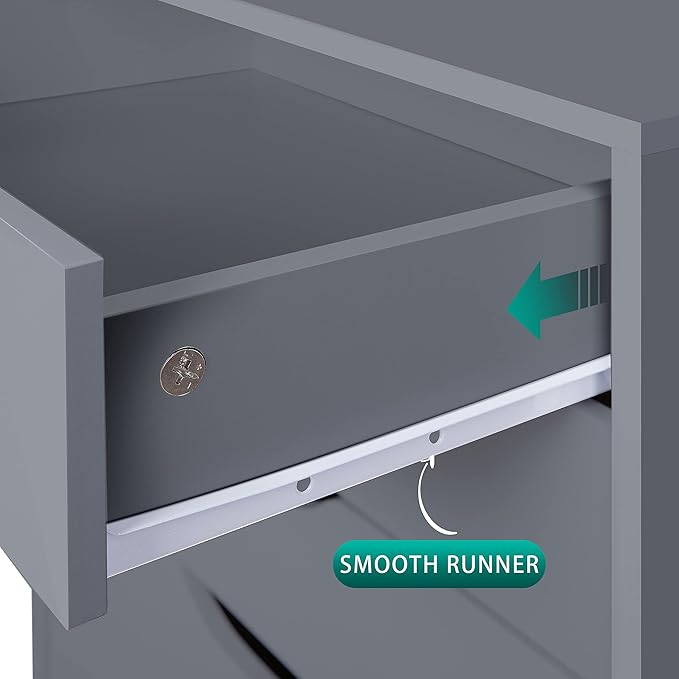 Naomi Home Office Wooden File Cabinets for Home Office Lateral Mobile File Cabinet Mobile Storage Cabinet Filing Storage Drawer Gray/7 Drawer