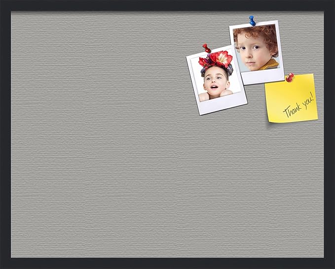 PinPix 28x22 Inch Cork Bulletin Board. This Decorative Framed Pin Board Comes with Dark Stone Design and a Satin Black Frame. Ideal for Home Office Decor or Message Board (PinPix-1808)