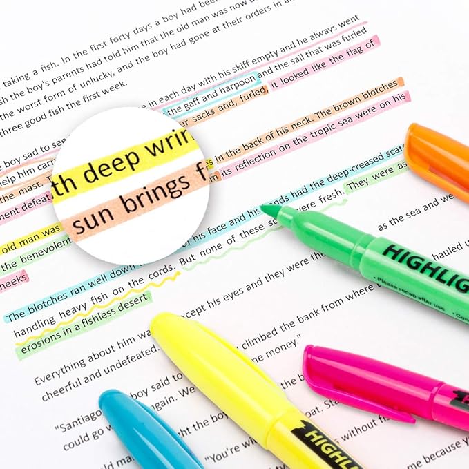 Lelix 30 Pack Highlighters, 10 Bright Colors, Chisel Tip, Quick Drying for Back to School, Office, Home, ideal for Highlighting Underlining