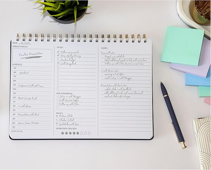 Undated Daily Planner | 8.25” x 11.75” Work To-Do Notebook | ADHD Academic Organizer | Multi-Layout | Men and Women Planner | College Supplies | Pink | Landscape Layout